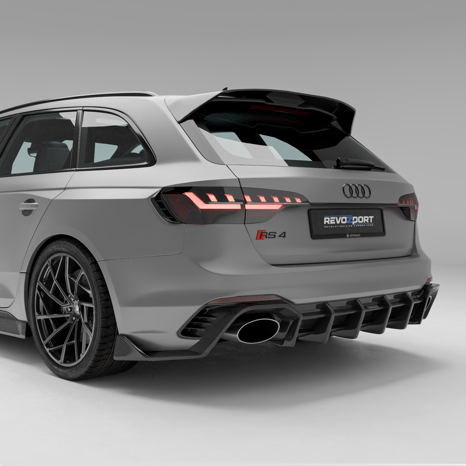 パーツ AUDI RS4 Rear Diffuser Bumper Extensions Audi RS4 B9.5 Avant Carbon Fiber Rear Diffuser | RevoZport – Revozport