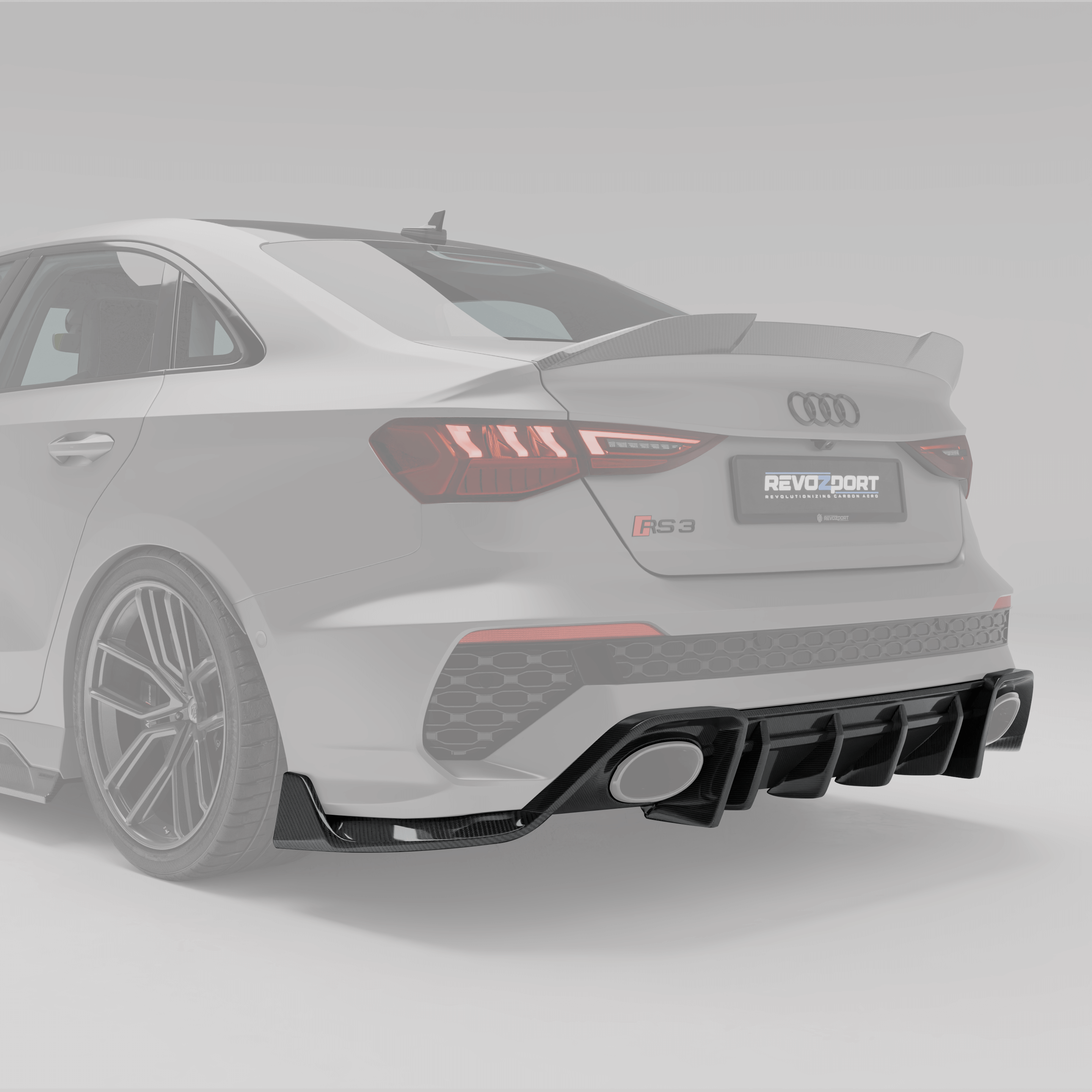 Audi RS3 8Y Limousine Carbon Fiber Rear Wing Partial Projection Effect Diagram