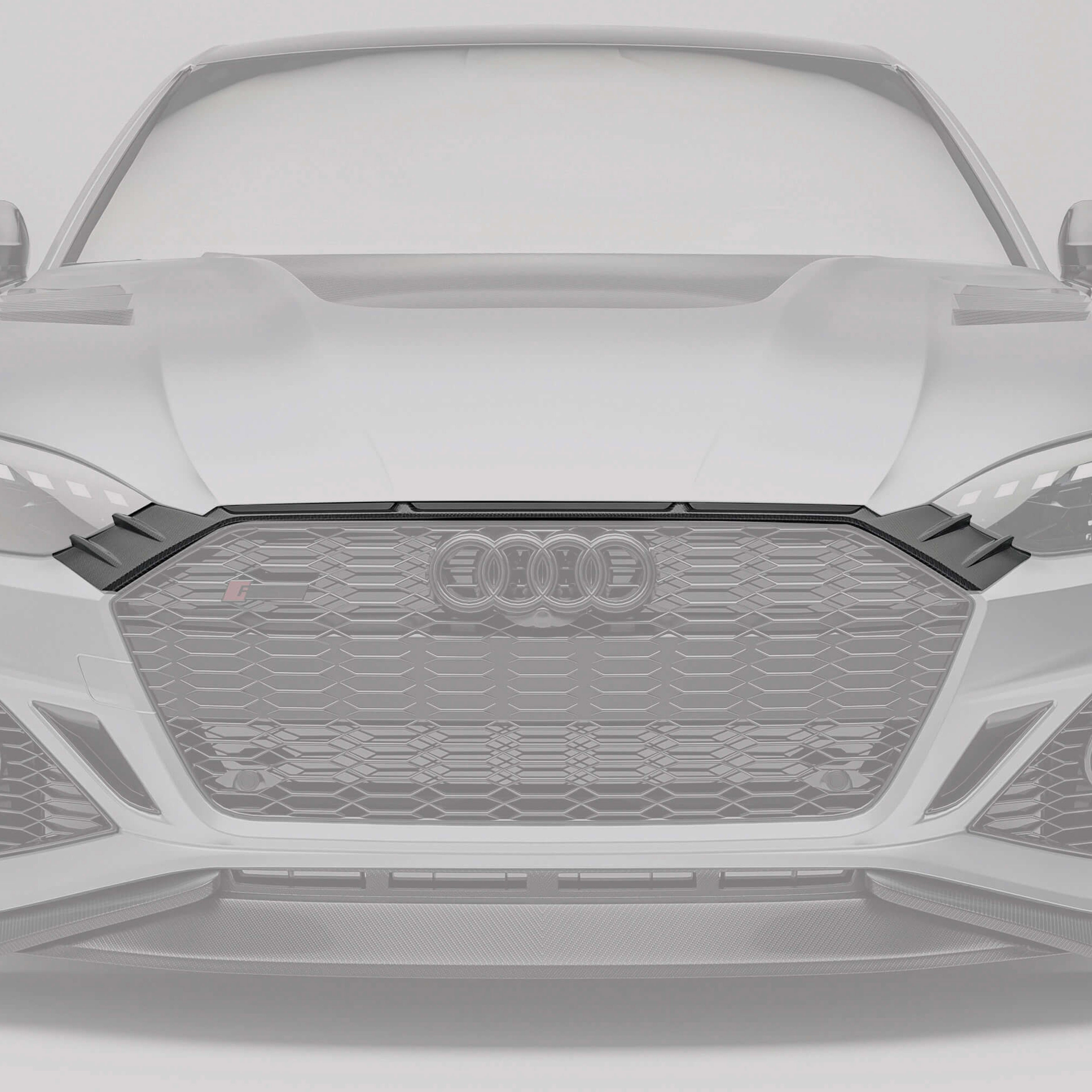 Audi RS5 coupe carbon fiber grille close-up with protruding sections