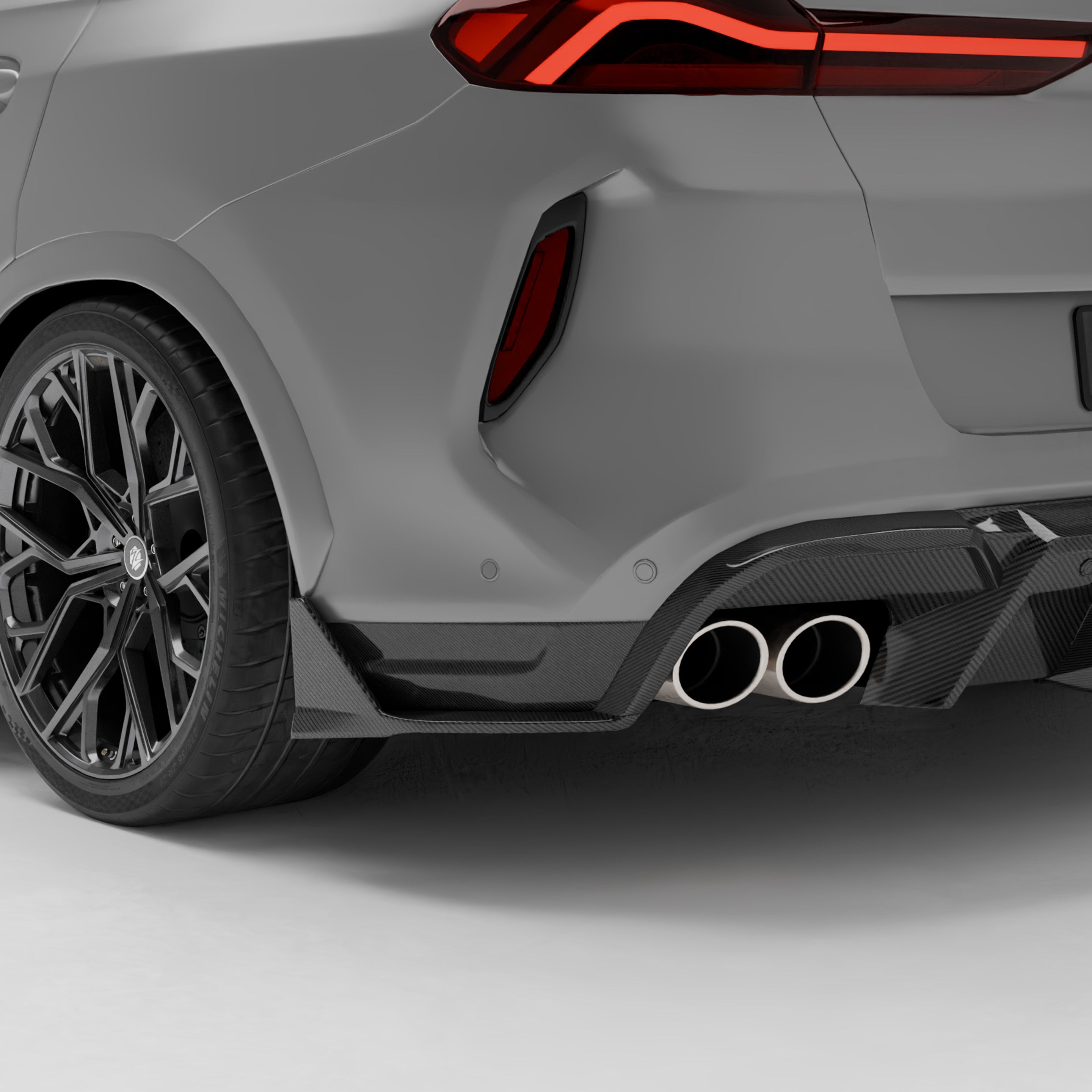 BMW X6M F96 LCI Carbon Fiber Rear Bumper Splitter - Revozport