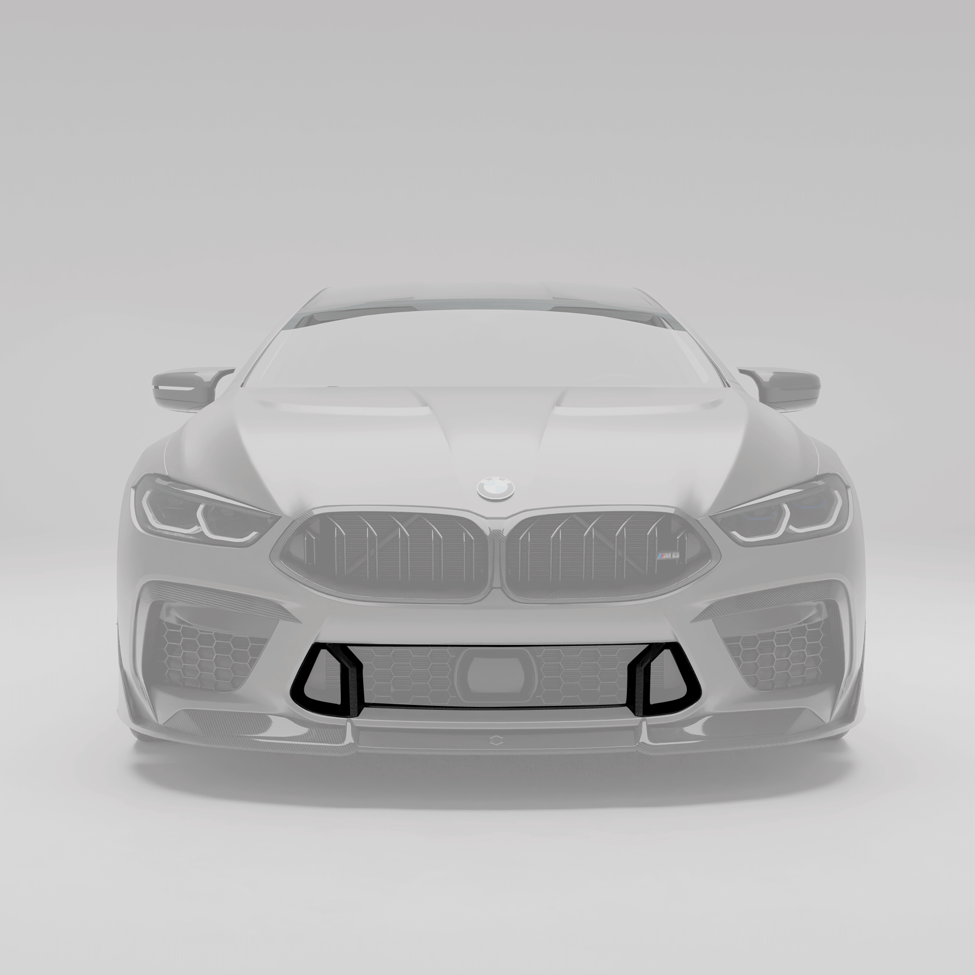 BMW F92 M8 coupe carbon fiber air intake trim full-view with protruding sections