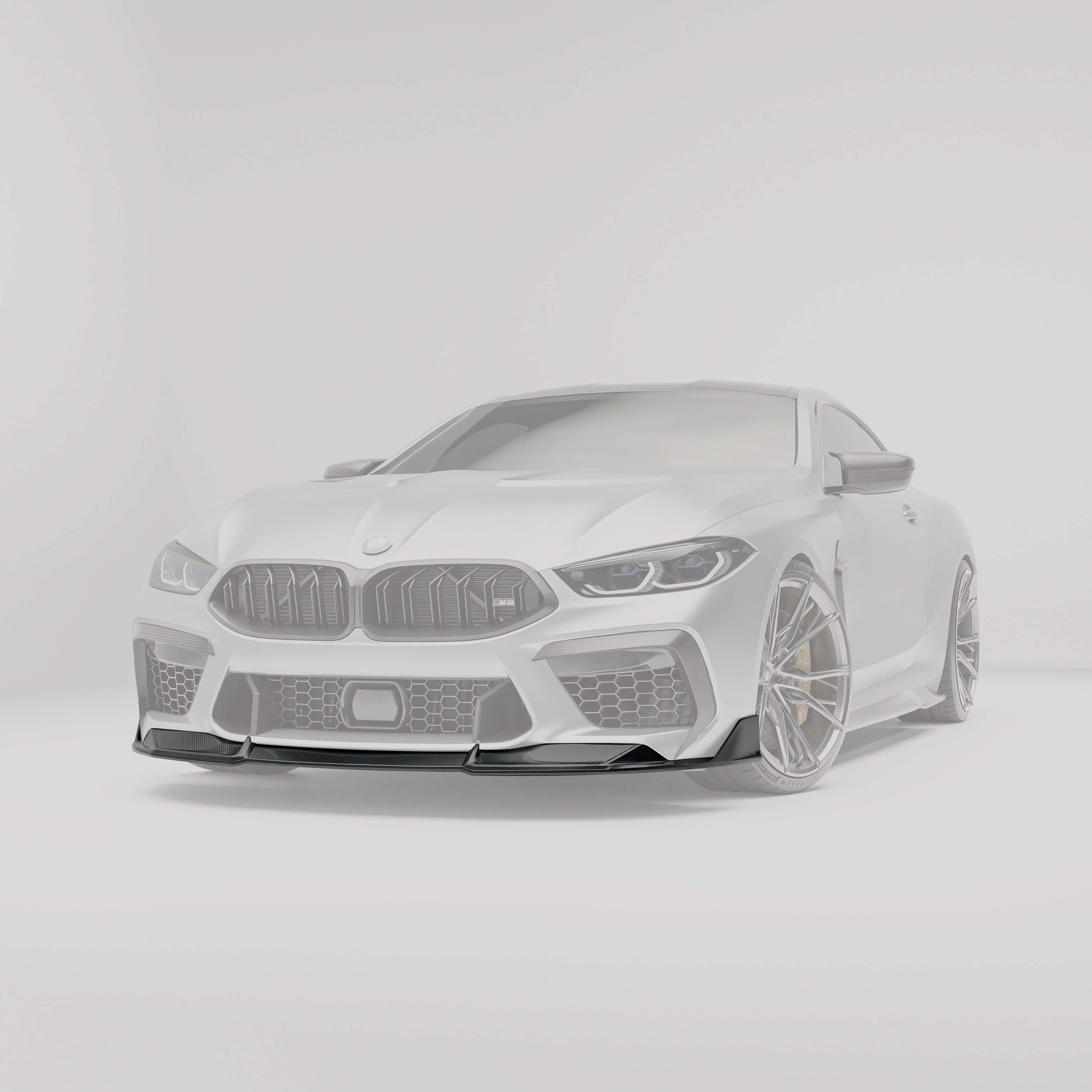 BMW F92 M8 coupe carbon fiber front lip full-view with protruding sections