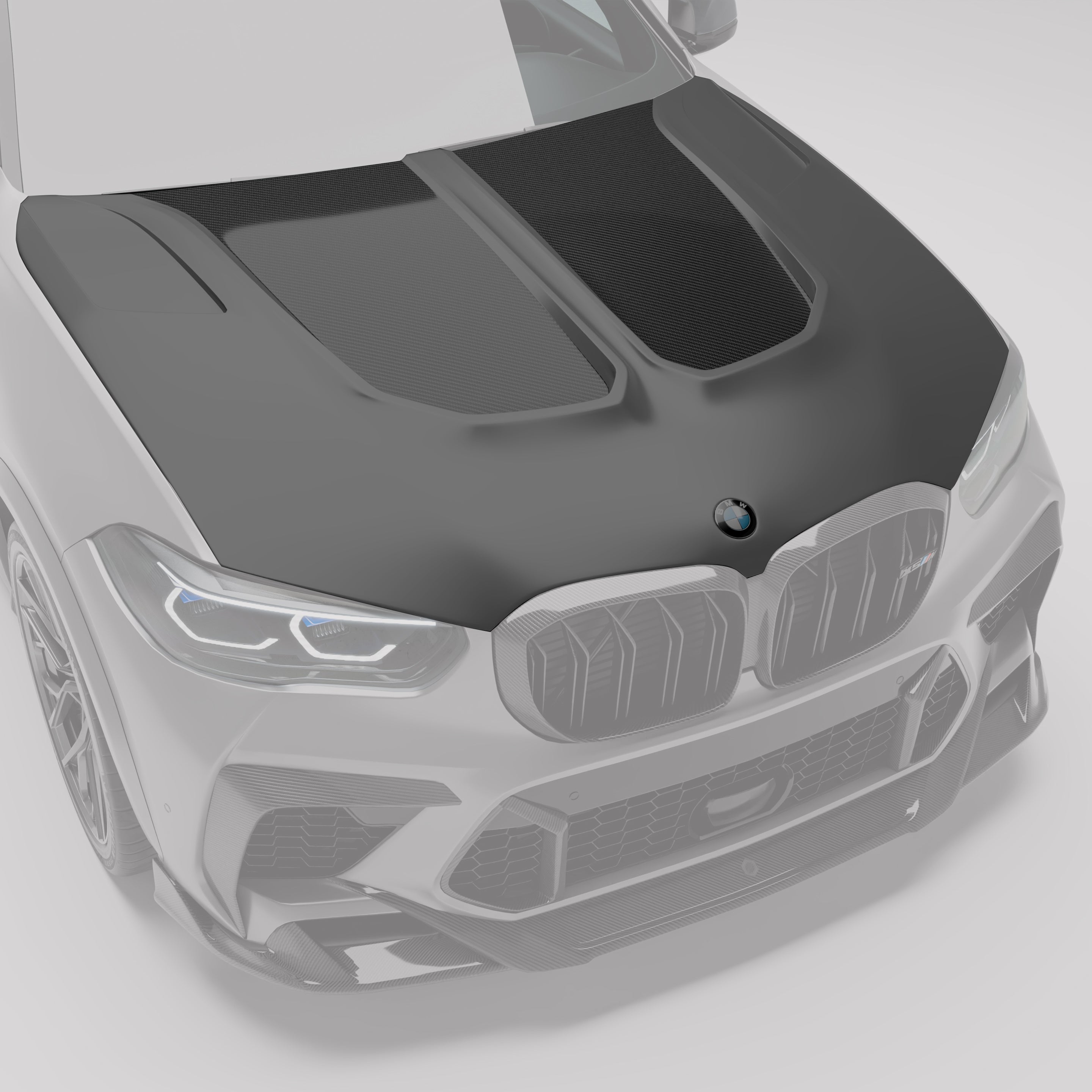 Partial View of X5M PRE LCI Carbon Fiber Hood-Revozport
