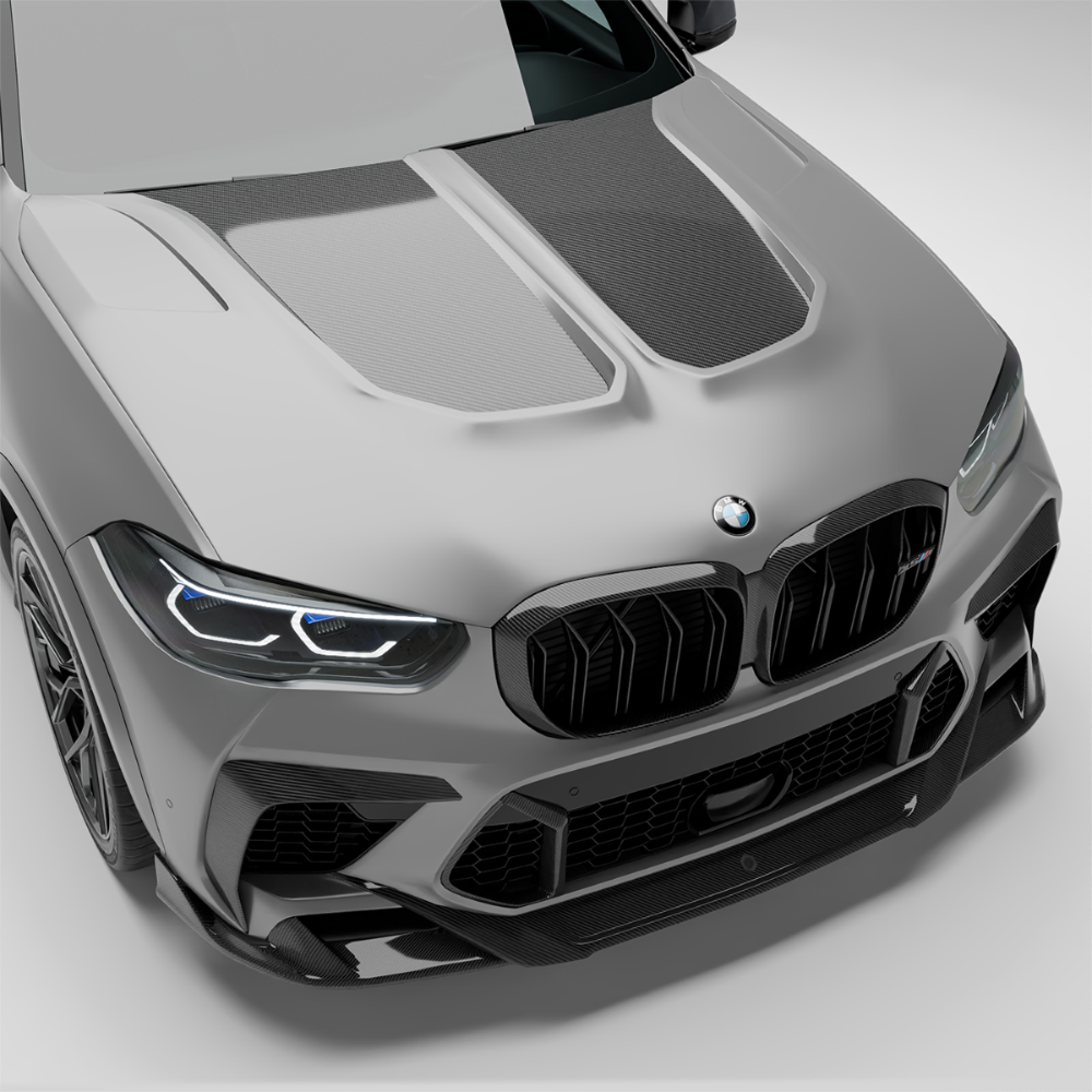 BMW X5M F95 PRE LCI Hood Carbon Fiber Renderings-Revozport