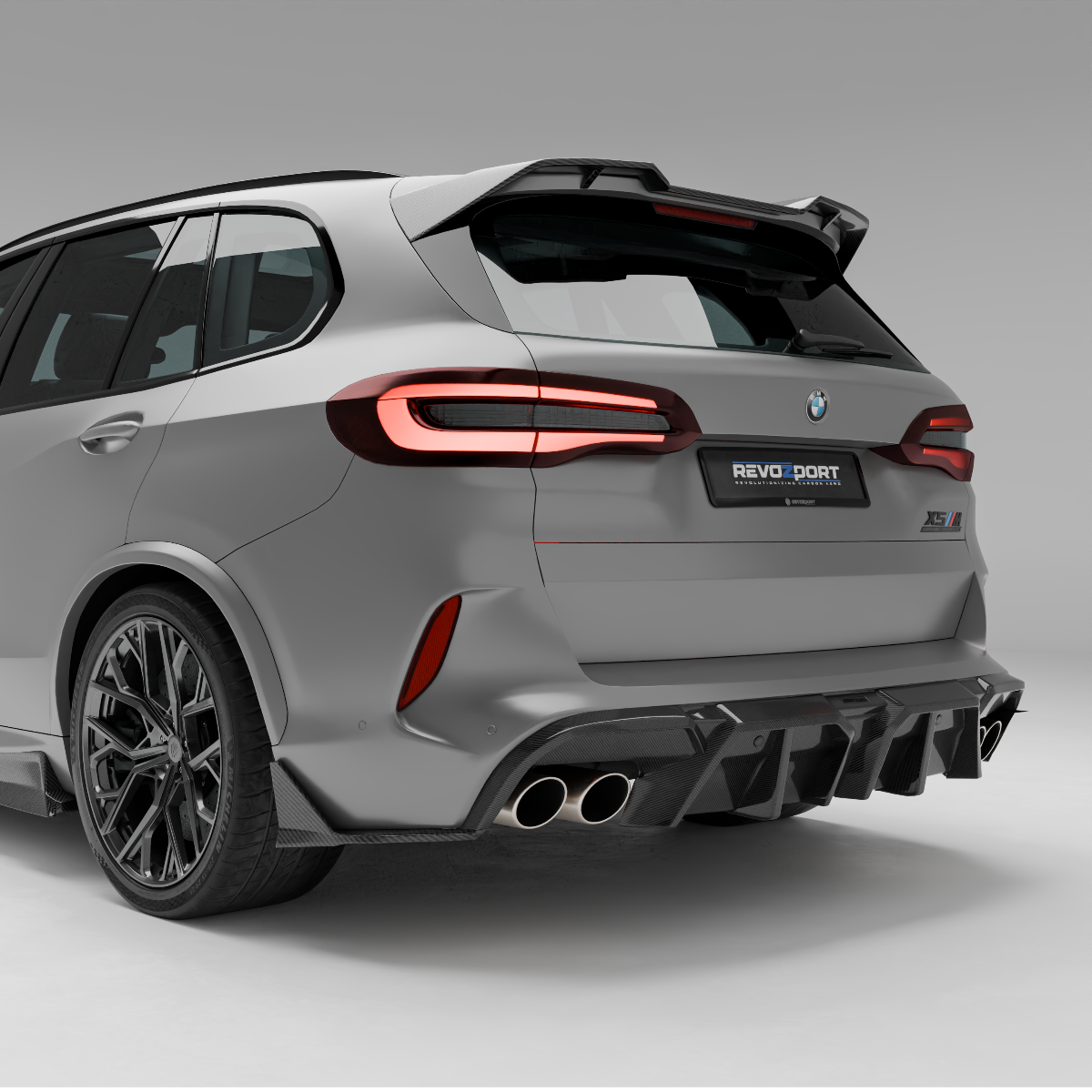 BMW X5M F95 PRE LCI Rear Diffuser Carbon Fiber Renderings-Revozport