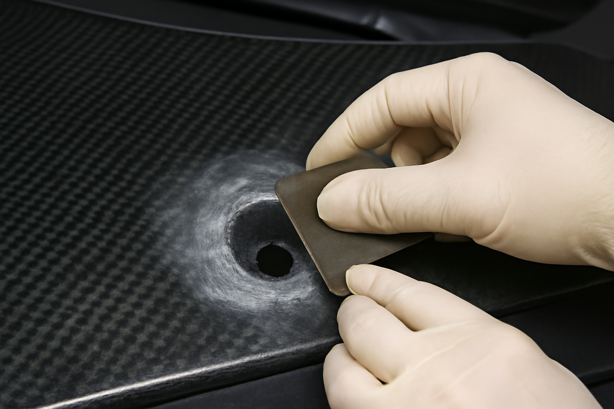 Using sandpaper to sand the surface smooth
