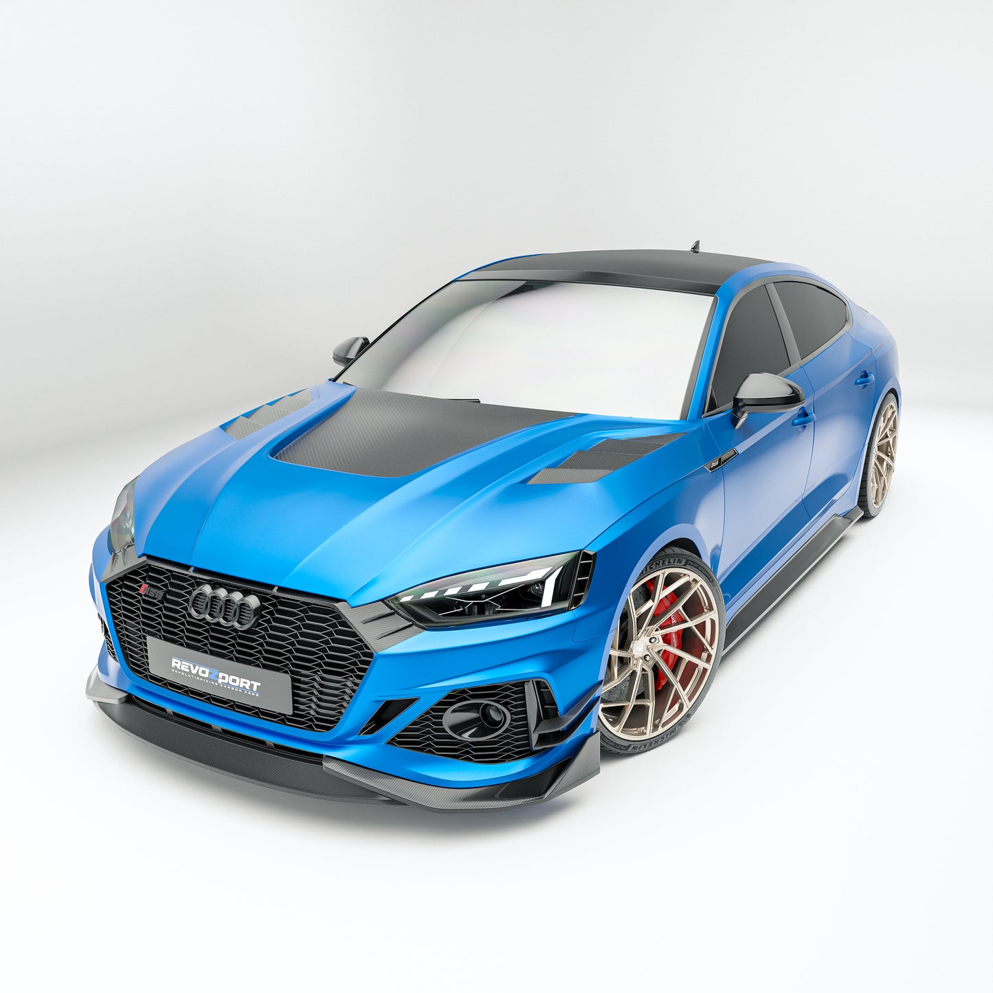 奥迪 RS5 B9.5 改款 Sportback 碳纤维保险杠鸭翼