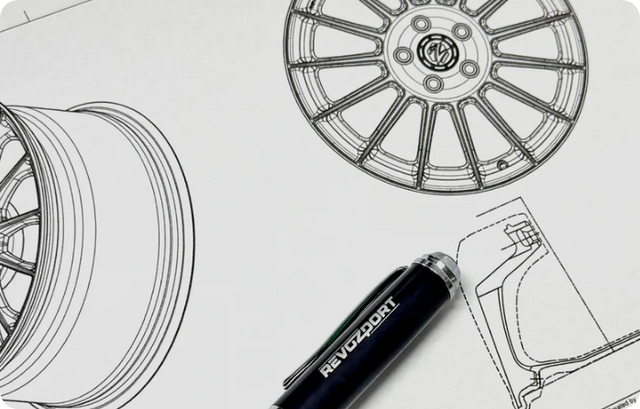 Wheel design drawings and RevoZport pen