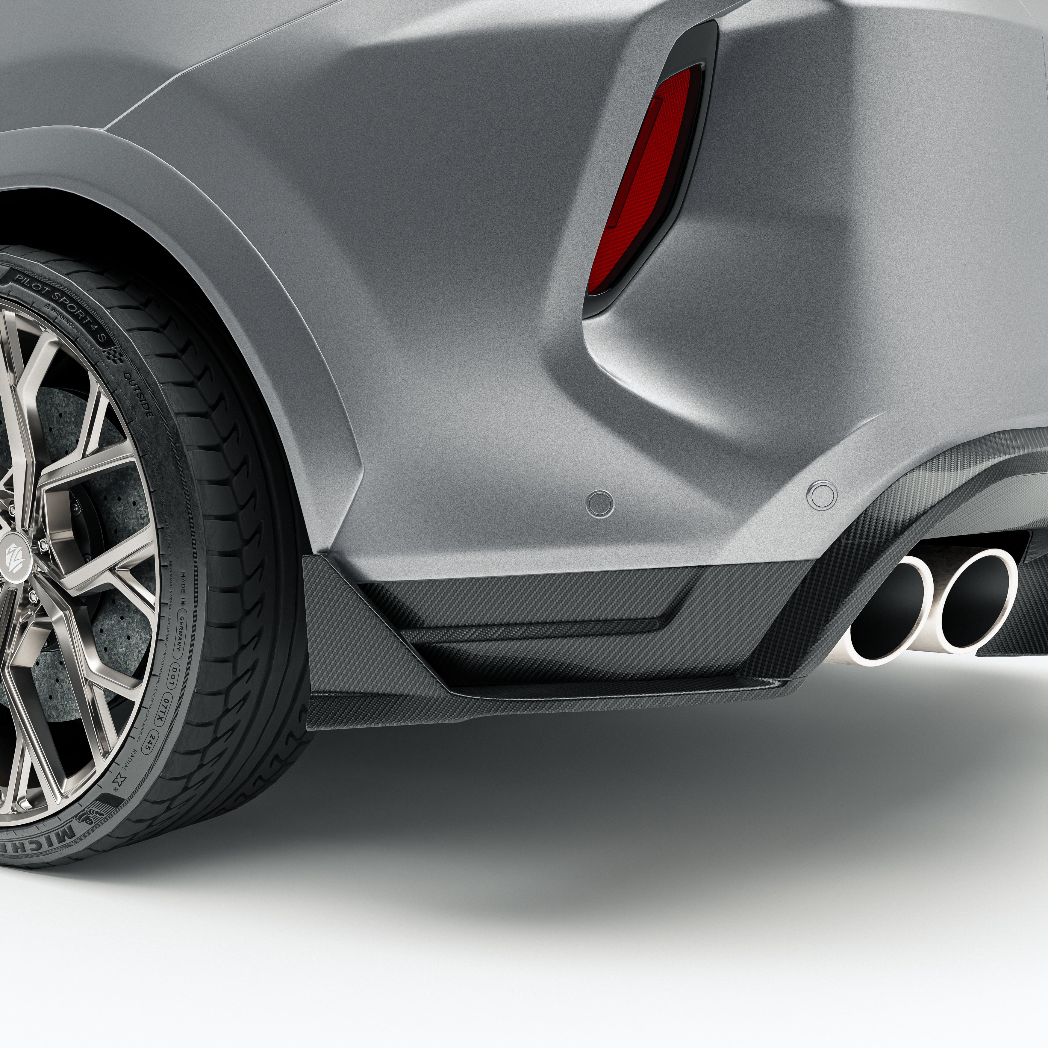 BMW X6M F96 LCI Carbon Fiber Rear Bumper Splitter - Revozport