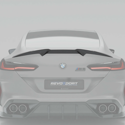 The BMW F93 M8's carbon-fiber rear spoiler stands out with its high-gloss finish