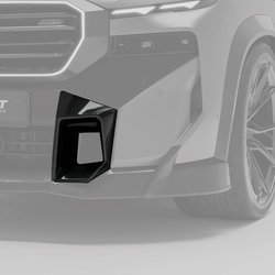 BMW XM G09 carbon fiber front bumper vent trims installed