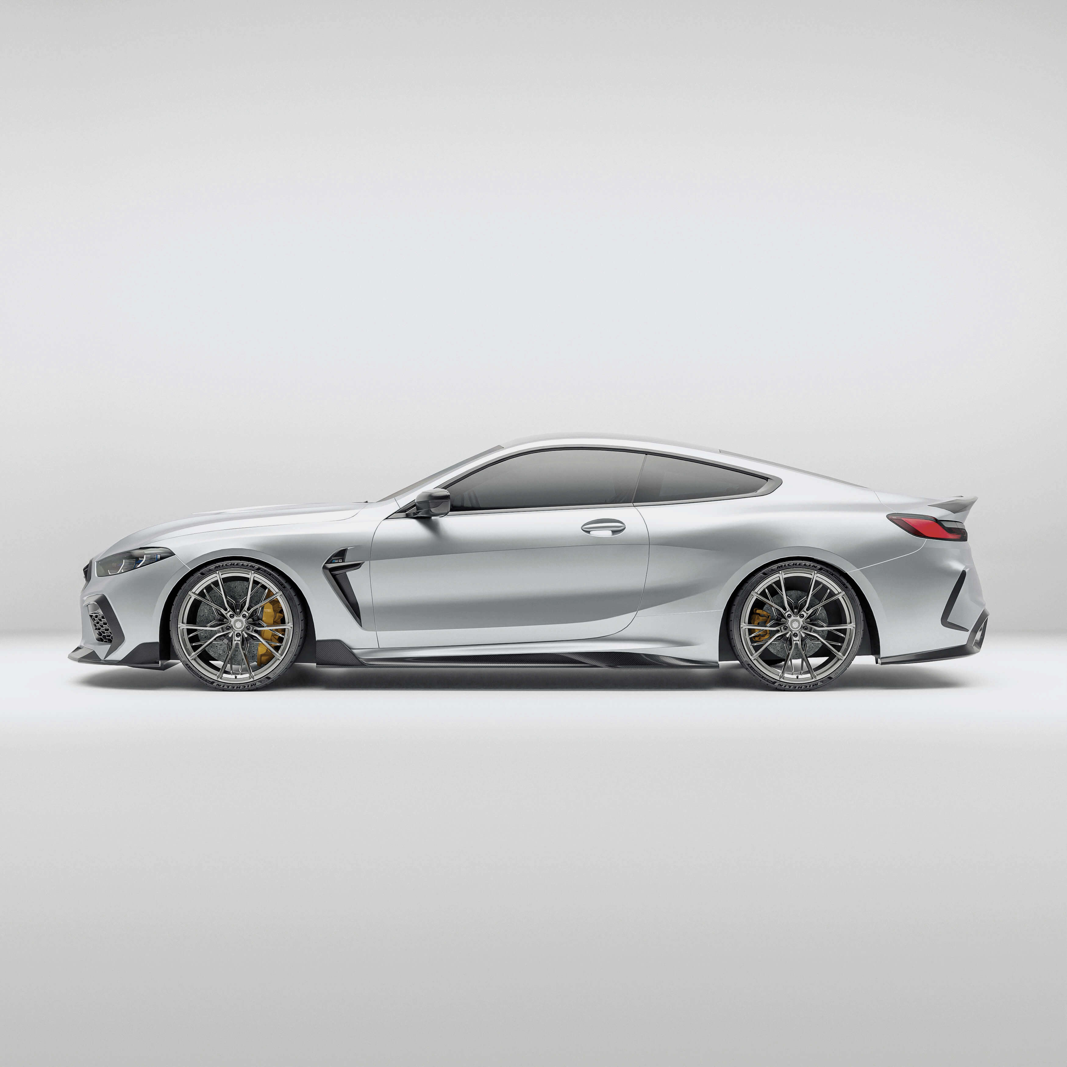 bmw-m8-f92--with-a-carbon-fiber-side-skirts-full-view-on-a-white-background