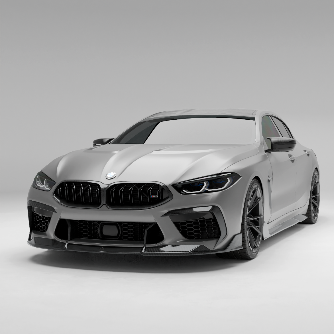 bmw-car-with-a-carbon-fiber-front-lip-on-a-white-background