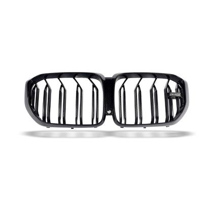 BMW X5M F95 PRE LCI Carbon Fiber Front Grill Revozport White Base Actual Photos