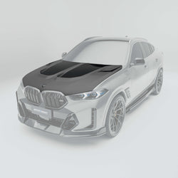 Rendering of the BMW X6 G06 with a Partially Protruding Carbon Fiber Hood