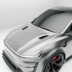 Tesla Model Y Juniper carbon fiber hood studio view