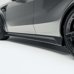 Tesla Model Y Juniper carbon fiber side skirts studio view