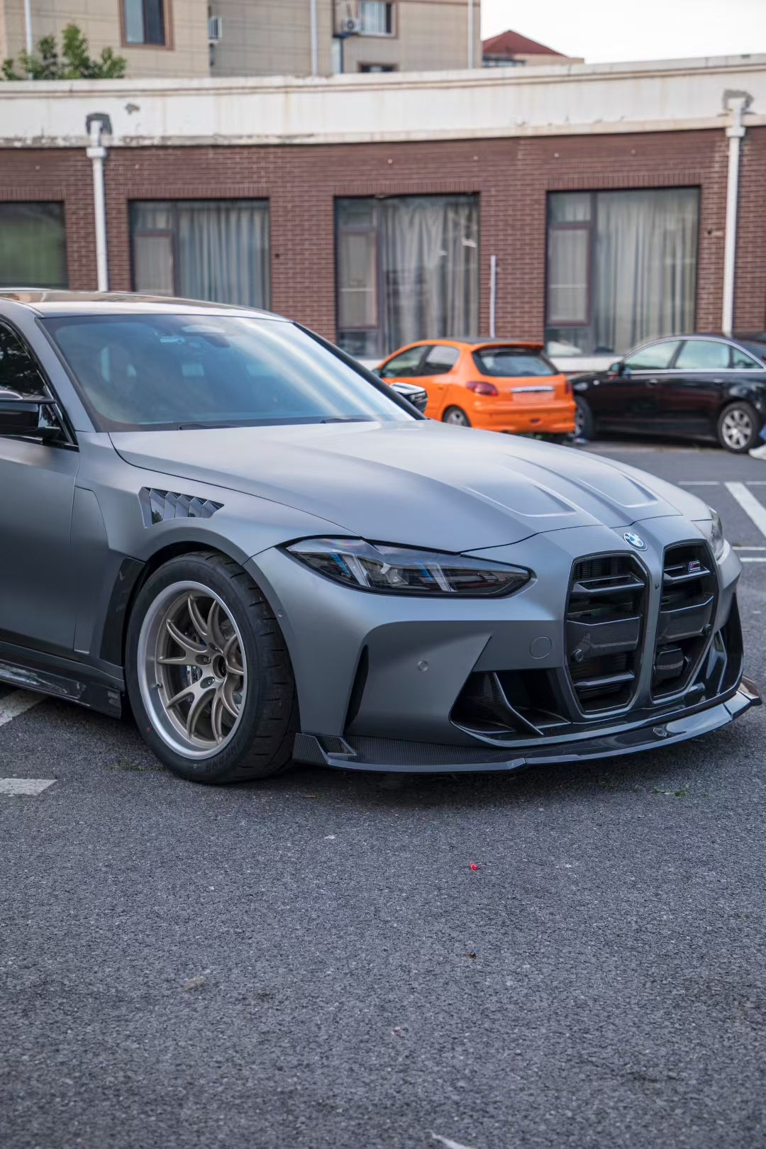 BMW M3 G80 RevoZport carbon front lip front vents front trim and front grill with ACC