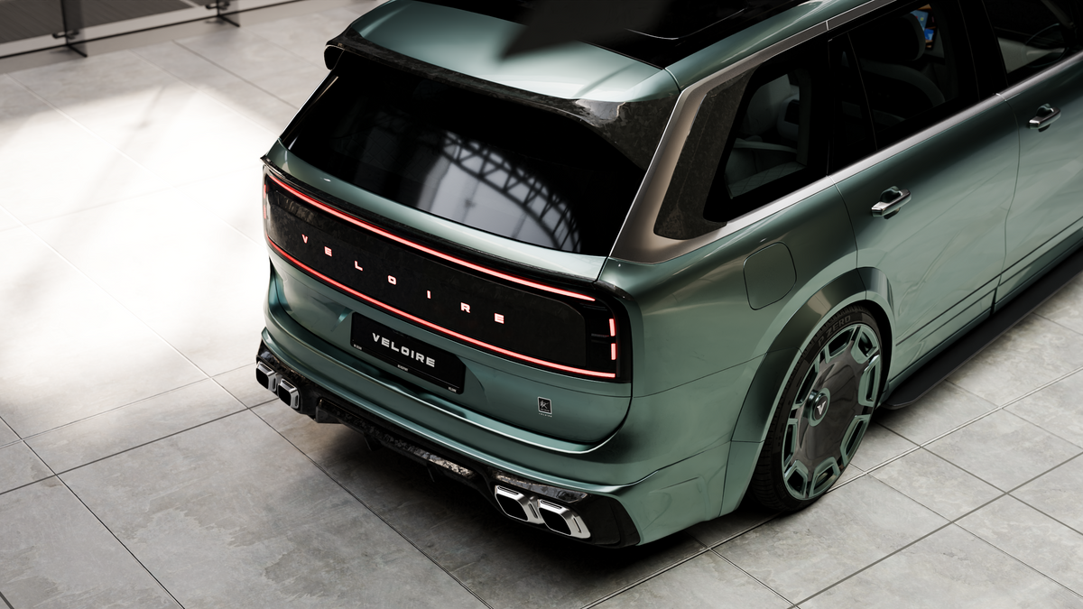 VELOIRE ZEEKR 9X carbon body kit viewed from above the rear quarter