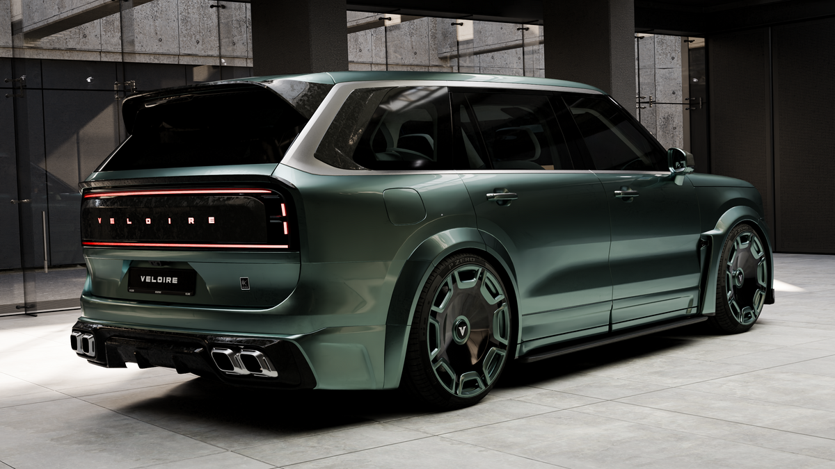 VELOIRE ZEEKR 9X wide-body programme in rear three-quarter view